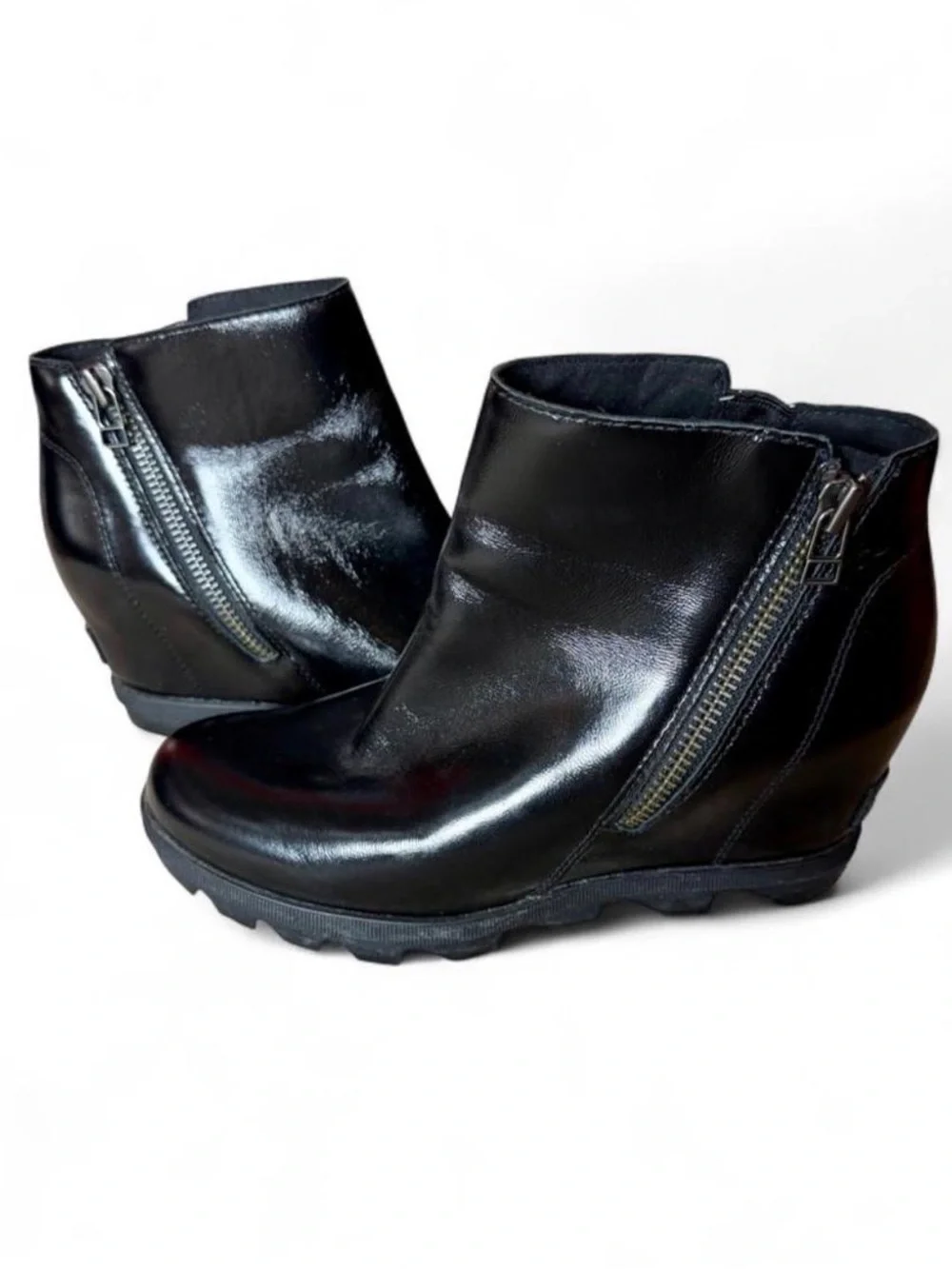 SOREL Joan of Arctic Wedge III Waterproof Black Patent Boots Women’s 8.5